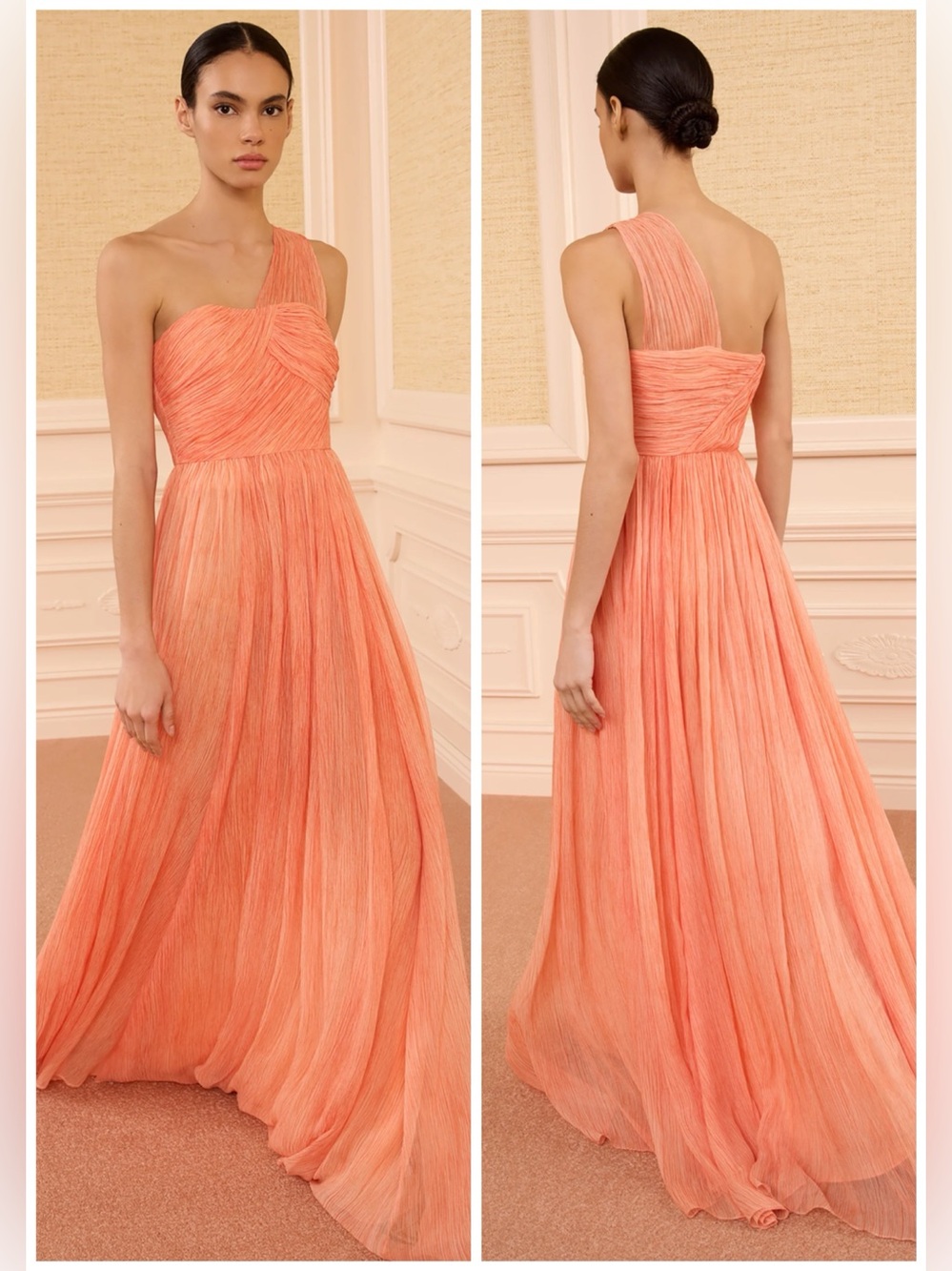 ULLA JOHNSON Aureline Silk One Shoulder Pink Maxi Dress Gown SZ US 0 NWT